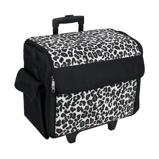 Everything Mary Collapsible Cheetah Print Rolling Sewing Machine Tote